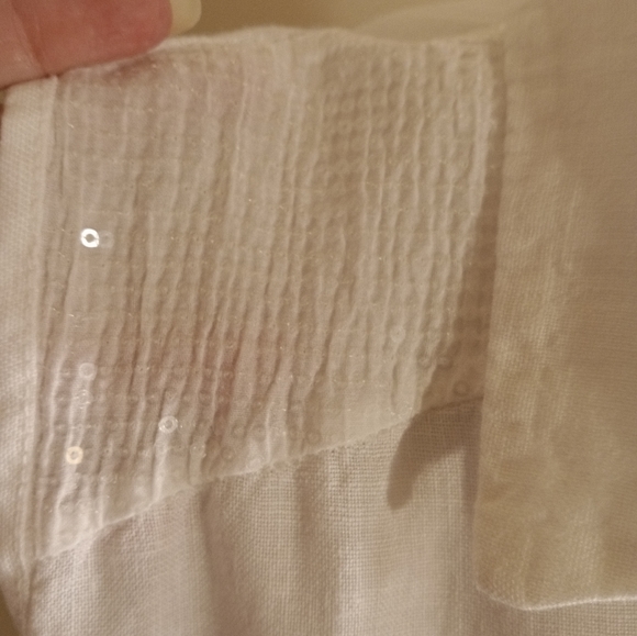 Francesca Bettini Linen Sleeveless Button Up Top SZ Large w/ Sequined detail - Picture 5 of 11